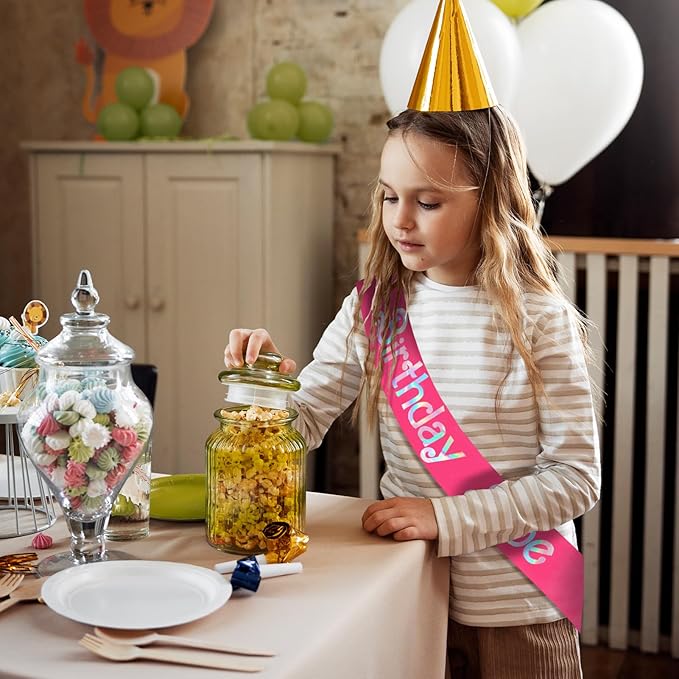 Birthday Babe Sash with Iridescent Foil, Hot Pink Birthday Sash for Girls, Women. Happy Bday Sash for Official Teenager Sweet 16, 21st 30th 40th 50th or Any Other Bday Party
