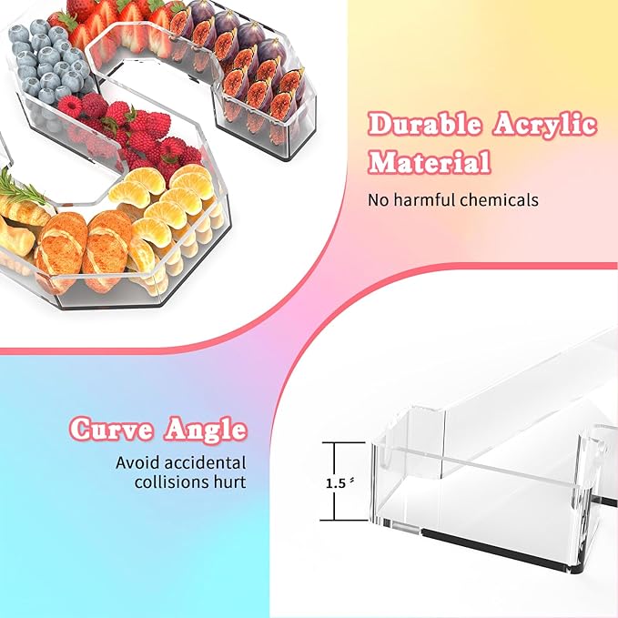 13.8" Acrylic Letter Charcuterie Tray, Charcuterie Letters Fillable Box for food, Reusable Serving Cake Candy Dish Display Tray for Birthday Anniversary Party Decoration (Letter K)