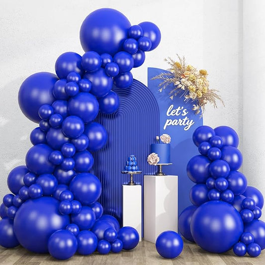 RUBFAC 135pcs Royal Blue Balloons, Latex Balloon Different Sizes 18 12 10 5 Inch for Garland Arch Birthday Party Graduation Baby Shower Baseball Nautical Party Decoration