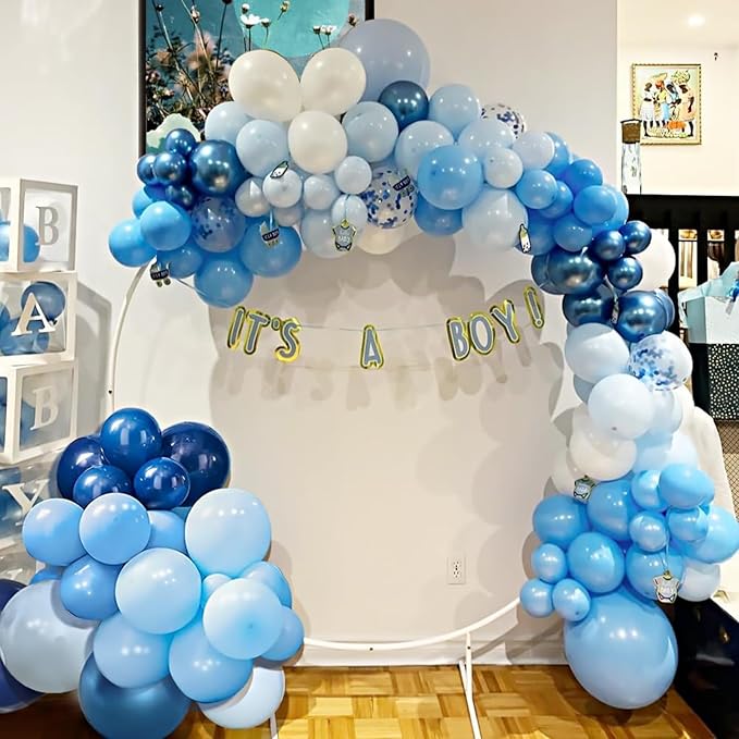 Blue Balloons Garland Arch Kit,130pcs Different Sizes Royal Blue Balloon Navy Blue Balloon Light Blue Balloons for Baby Shower Birthday Graduations Anniversary Party Decorations