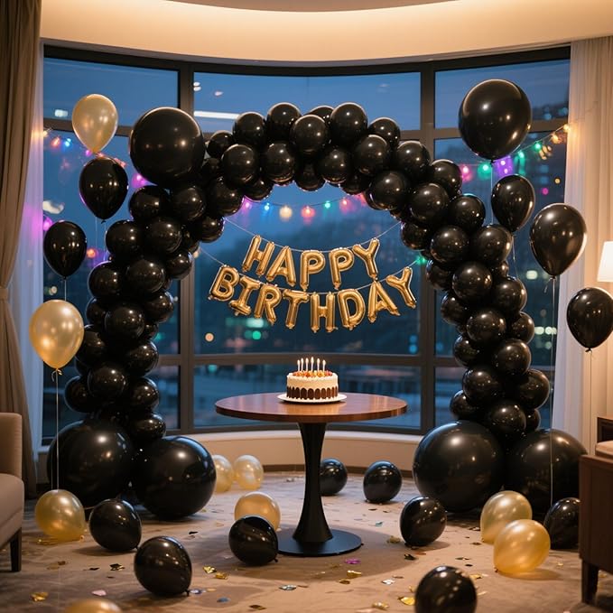 Black Balloons Party Decorations 160 Pack 5 inch Round Halloween Latex Balloons for Black Themed Wedding Graduation Anniversary Birthday Party Backdrop Decorations