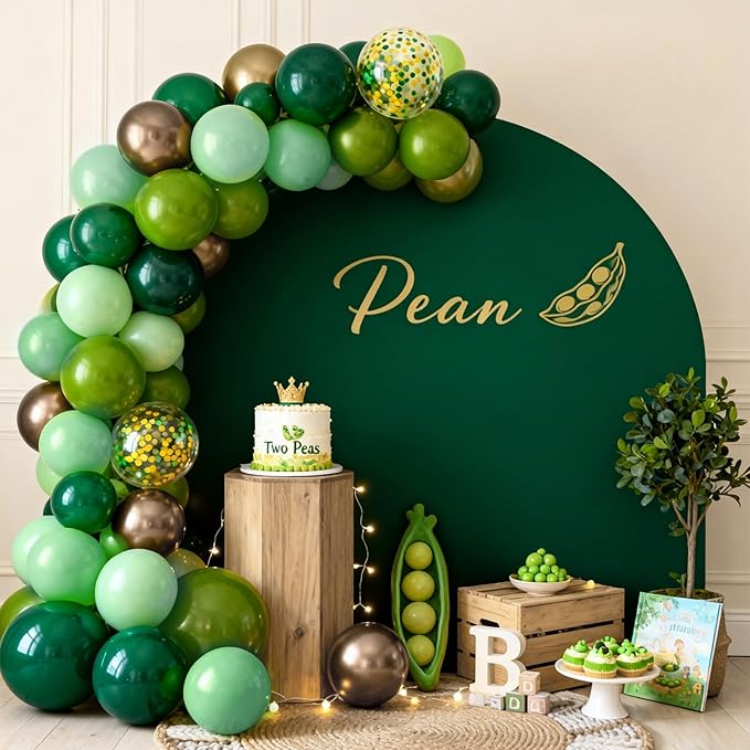 Sage Green and Gold Balloons, 12 Inch Emerald Forest Hunter Dark Green Metallic Gold Latex Balloon with Confetti Balloon for Wild One Jungle Birthday Graduation Safari Baby Shower Decorations Supplies