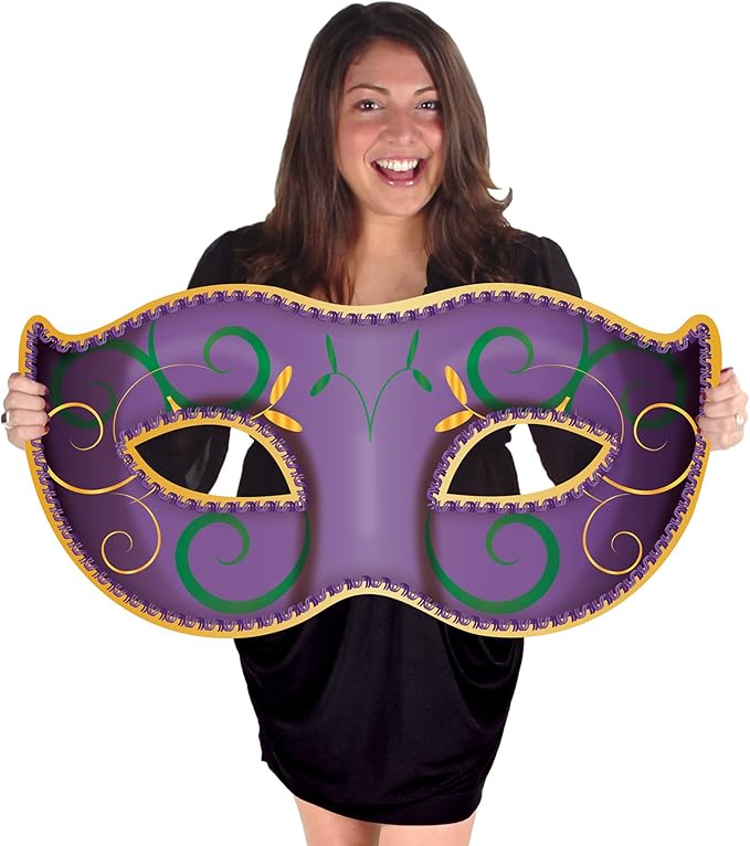 Beistle 8 Piece Jumbo Mardi Gras Decorations Masquerade Mask Cutouts New Orleans Party Décor