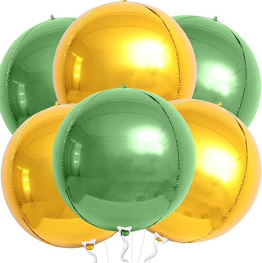 KatchOn, Sage Green and Gold Foil Balloons – 22 Inch, Pack of 6 | Mylar Balloons for Graduation Decorations 2026, Birthday, Engagement, Bridal Shower | Green and Gold Graduation Party Decorations