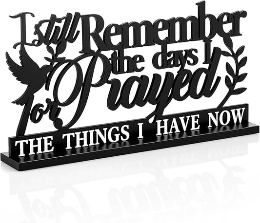 Geetery Inspirational Table Centerpieces Wooden Religious Inspirational Home Decoration Motivational Blessed Table Decor for Home Kitchen Office Faith Christian Gifts Supplies Decor(Prayed)