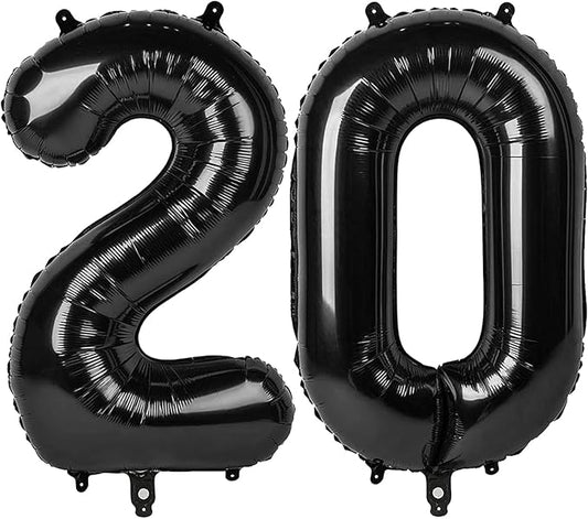 Black Number 20 Balloon 40 Inch, Large Happy 20th Birthday Decorations for Women, Foil Balloon Number for Wedding Marriage Proposa Big Events Family Reunions Party Supplies