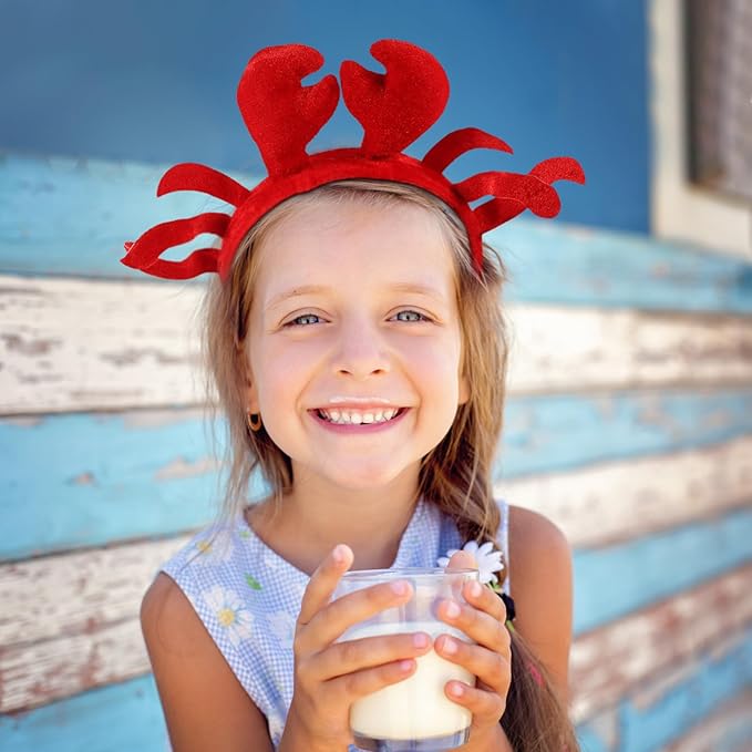 INOOMP Crawfish Headband Lobster Head Bopper Lobster Headband Red Headwear Costume Animal Cosplay for Halloween Dress Up Christmas Party