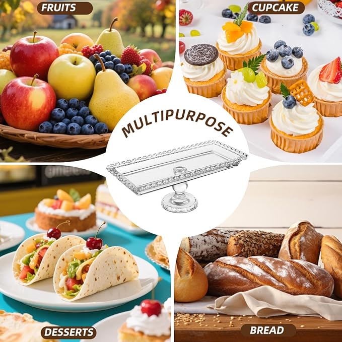 Luxshiny Footed Fruit Serving Tray: 11.7" European Style Dessert Display Platter for Fruits Snacks and Appetizers - Decorative Serving Tray for Parties Weddings and Home Decor