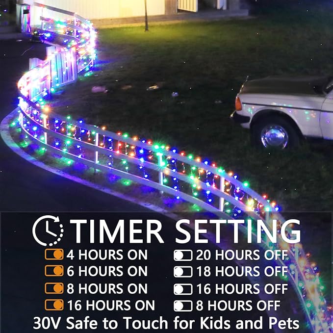 SOSHOT Christmas String Lights Outdoor - 99Ft/30M 1280 LED 8 Modes with Remote Control and App Waterproof Christmas Lights for Patio Yard Garden Wedding Party-Multicolor