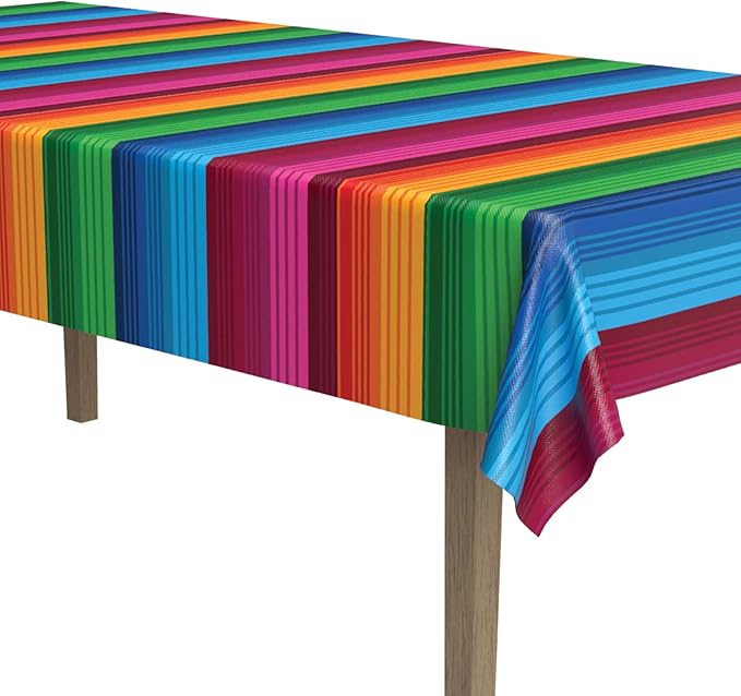 Beistle Fiesta Tablecover, 55” x 90.5”, Polyester, Rectangular, Fiesta Rectangular Tablecloth