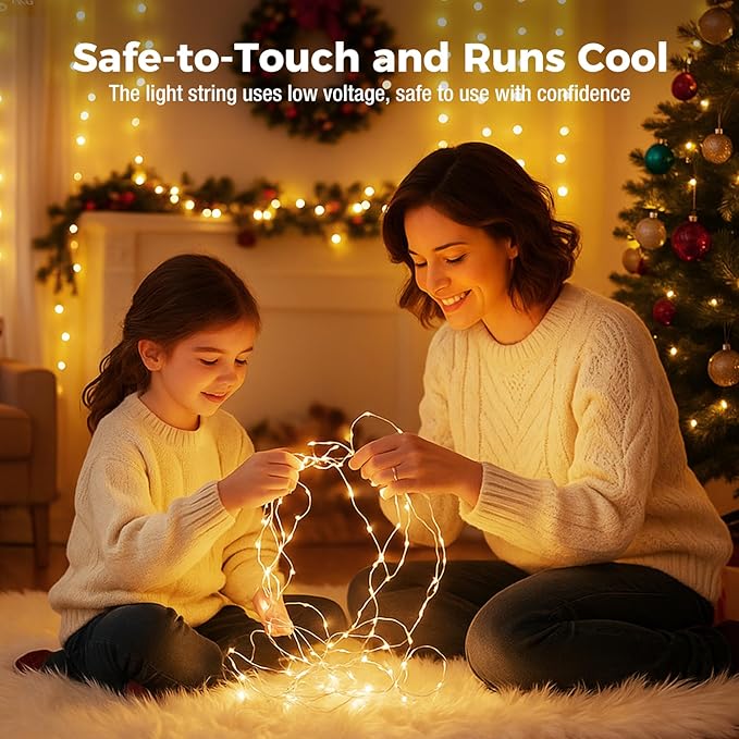 litogo 30 Pack 7FT 20 LED Fairy Lights Battery Operated, 3 Lighting Modes, Bulk Mini Twinkle String Lights Waterproof Silver Wire for Weddings Mason Jars Party Christmas Decorations-Warm White