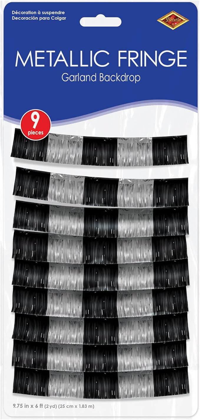 Beistle Metallic Tinsel Fringe Garland Backdrop, Photo Booth Curtain For Birthday Parties Wedding Receptions New Year's Eve Party Supplies Awards Night Decor