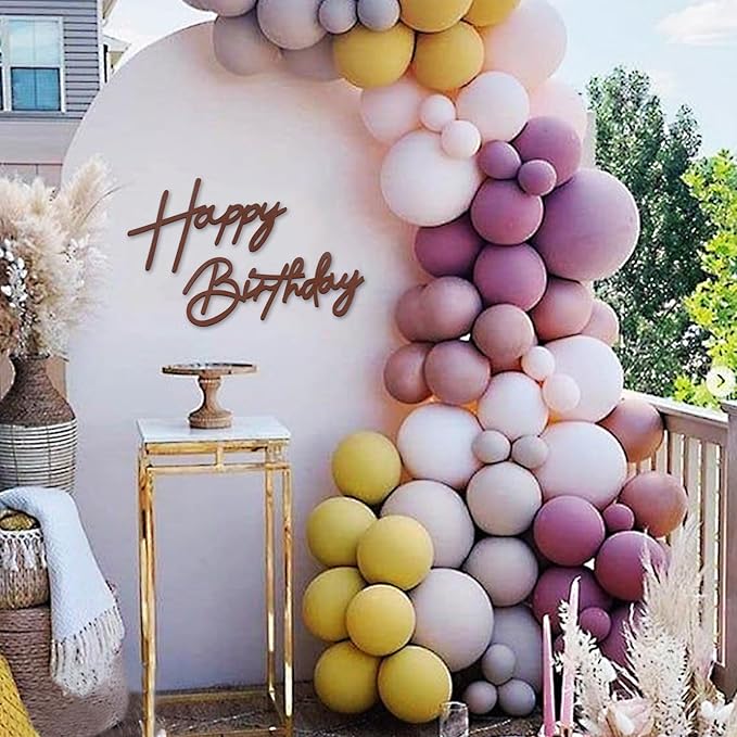 Happy Birthday Sign for Backdrop - Felt Happy Birthday Sign for Balloon Arch Birthday Party Balloon Arch Backdrop Decorations for Birthday Party Baby Shower - Brown