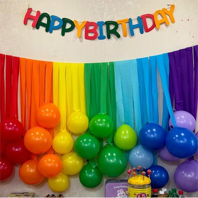 Crepe Paper Streamers 8 Rolls 656ft, Pack of Rainbow Theme Party Streamers for Party Decorations, Birthday Decorations, Wedding Decorations (1.8 Inch x 82 Ft/Roll)