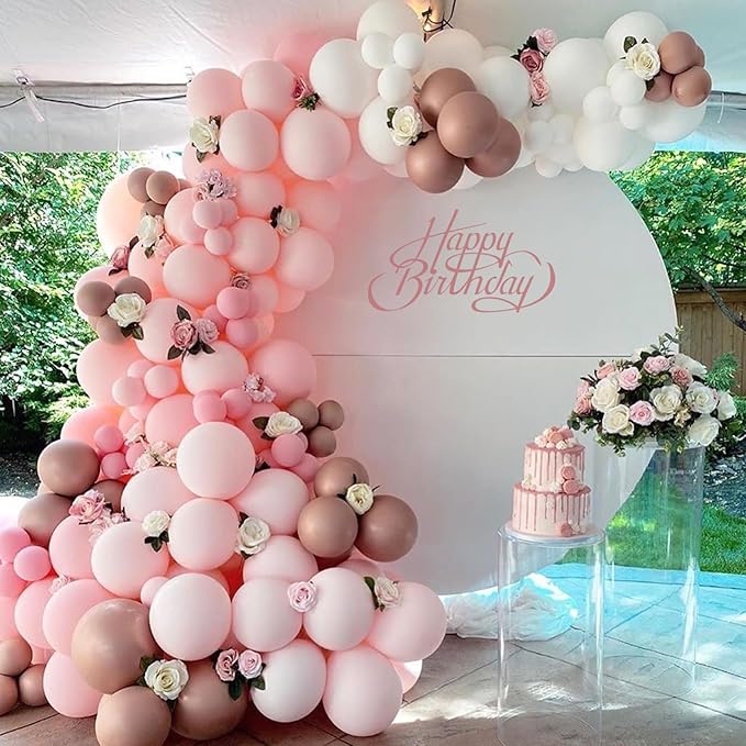 Awenztech 120pcs Light Pink Balloon Arch Kit, 18 12 10 5 inch Pastel Pink Latex Balloons Different Sizes Baby Pink Balloon Garland for Bridal Baby Shower Gender Reveal Birthday Party Decorations