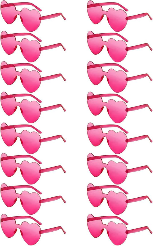 Matcheck 16 Heart Shaped Rimless Sunglasses Transparent Candy Colored Glasses Frameless Party Eyewear for Women