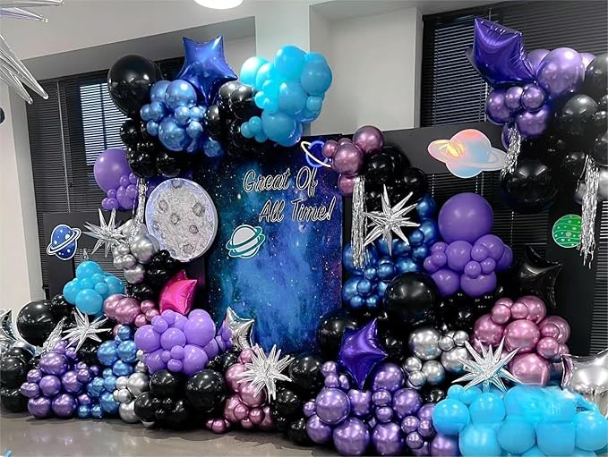 MEBAY Grey Violet Maca Purple Gold Balloons Garland Arch Kit, 146Pcs Latex Balloons Different Sizes 18 12 10 5 Inch for Party Decoration Birthday Wedding Engagements Anniversary Baby Shower