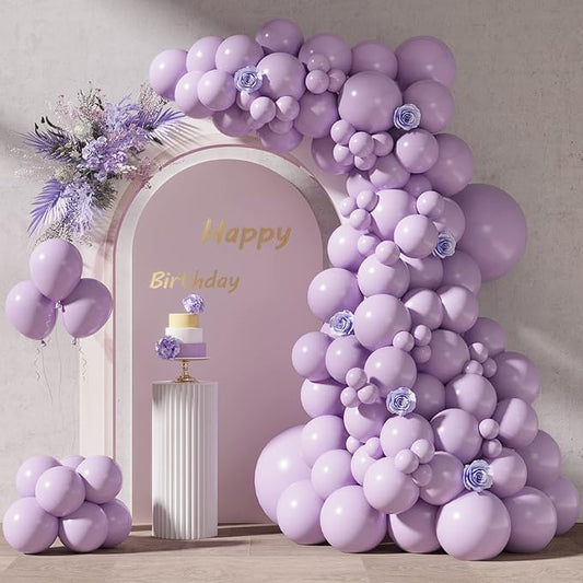 RUBFAC 87pcs Lavender Balloons Different Sizes 18 12 10 5 Inches for Garland Arch, Premium Pastel Latex Balloons for Birthday Party Wedding Baby Shower Bridal Shower Decorations