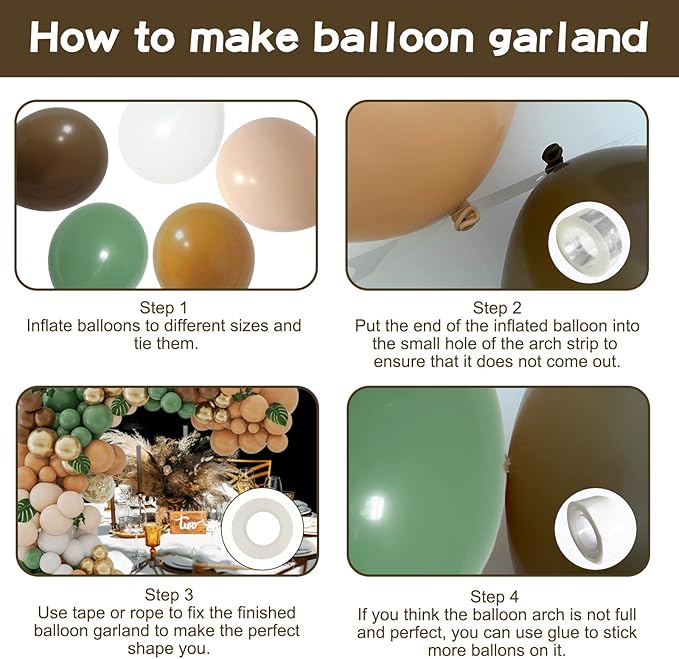 142PCS Sage Green Brown Balloon Garland Kit Jungle Safari Wild Woodland Balloon Arch Olive Green Gold Coffee Cocoa Balloons for Wedding Birthday Shower Party Decorations