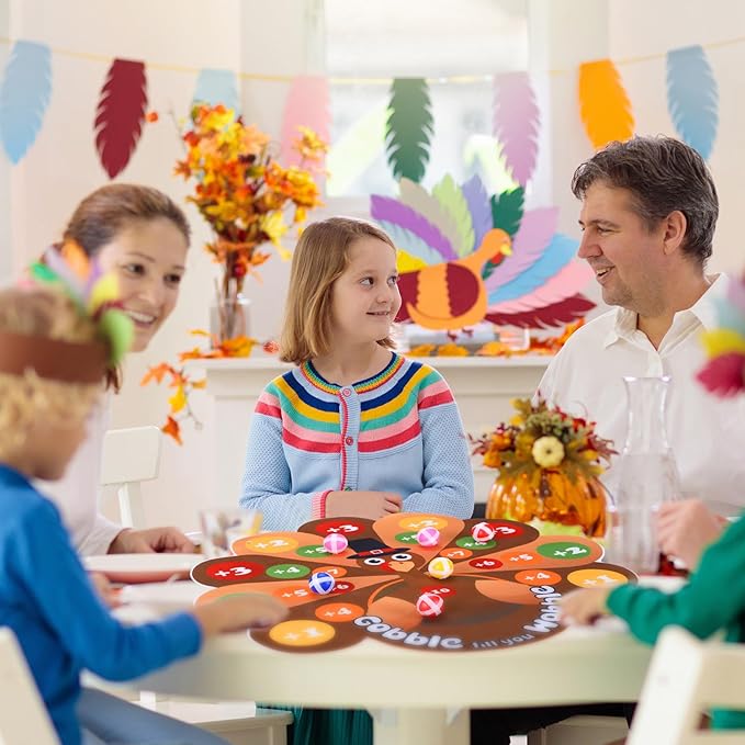 Seenelling Thanksgiving Party Games Turkey Dart Board with 12 Sticky Balls Fall Festival Games for Family Thanksgiving Gift and Activities Party Favors Decor Supplies, 24 x 23 inch