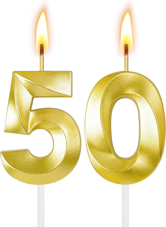 50th Birthday Candles for Cake,Birthday Decorations for Him Her,Number Candles for Cake Toppers Party Anniversary
