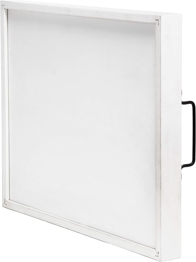 Elegant Designs HG2000-WHS Yellow Sun Decorative Wood Serving Tray w/Handles,15.50" x 12", White Wash Hello Sunshine