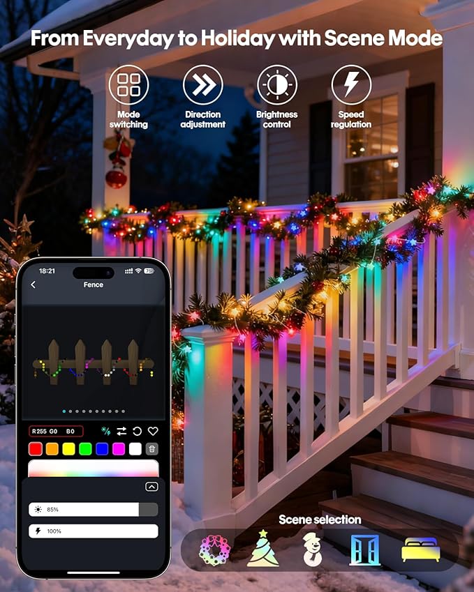 Super RGB Smart Star Fairy Lights 33Ft, 16M Color Changing String Lights with Remote & APP Control, Music Sync, Timer, RGB DIY Colored Twinkle Lights Hanging for Indoor Bedroom Party Birthday Decor