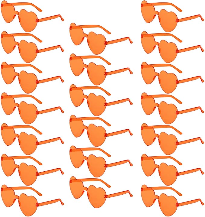 20 Pairs Heart Shaped Sunglasses Bulk, Colorful Rimless Fun Heart Sunglasses for Women Party Favors