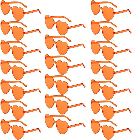 20 Pairs Heart Shaped Sunglasses Bulk, Colorful Rimless Fun Heart Sunglasses for Women Party Favors