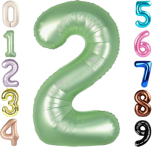 2 Numbers Balloon 40 Inch Olive Green Two Balloon Number Birthday Decor, 2nd 12 21st Party Celebration Decorations Graduations Wedding Baby Shower