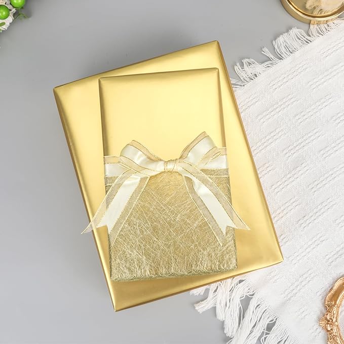 NESCCI Matte Metal Gold Wrapping Paper, Solid Color Paper,Gift Wrapping Paper,Perfect for Wedding,Valentine's Day,Birthday, Christmas,Baby Shower,DIY Bouquet (17 Inches X 32.8 Feet)