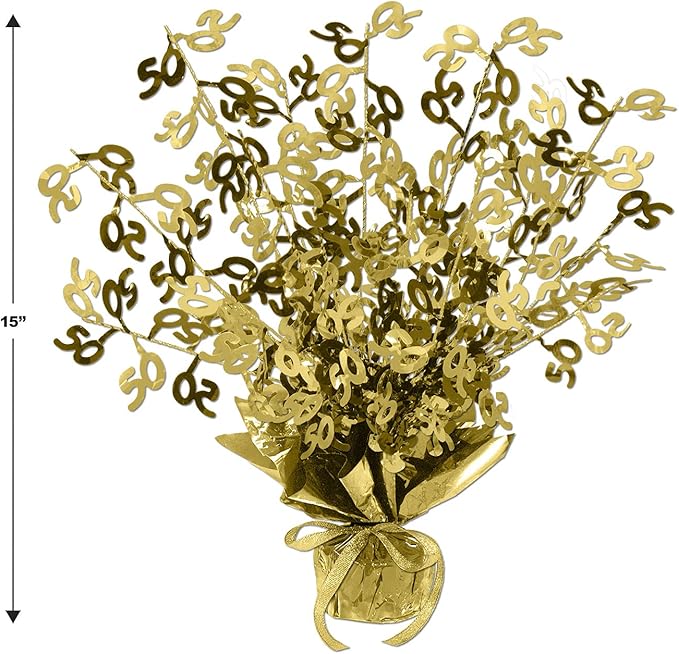 Beistle 54280-GD Gold 50 Gleam 'N Burst Centerpiece, 15-Inch, Gold