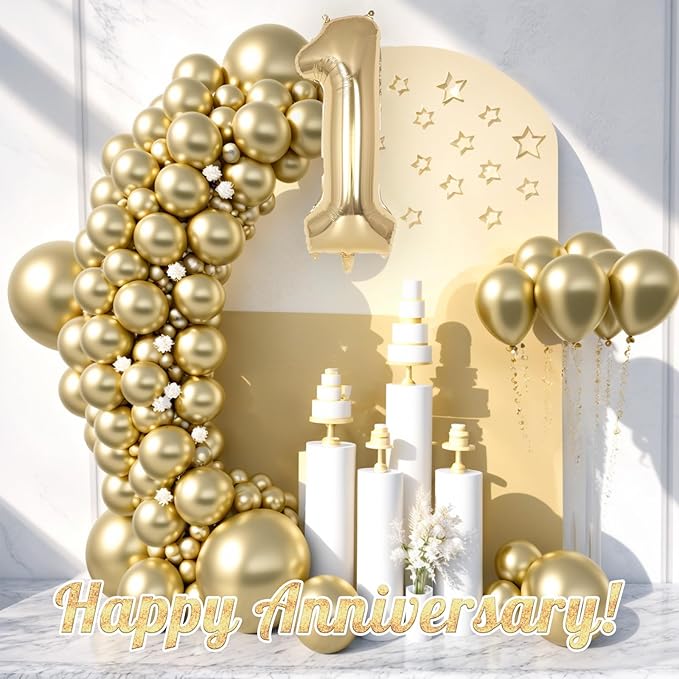 Champagne Gold Large Number 1 Balloon, 40 Inch Light Gold Foil Helium Number Balloons, Giant Mylar Number 1 Balloons for 1st Years Old Birthday Party Anniversary Decorations