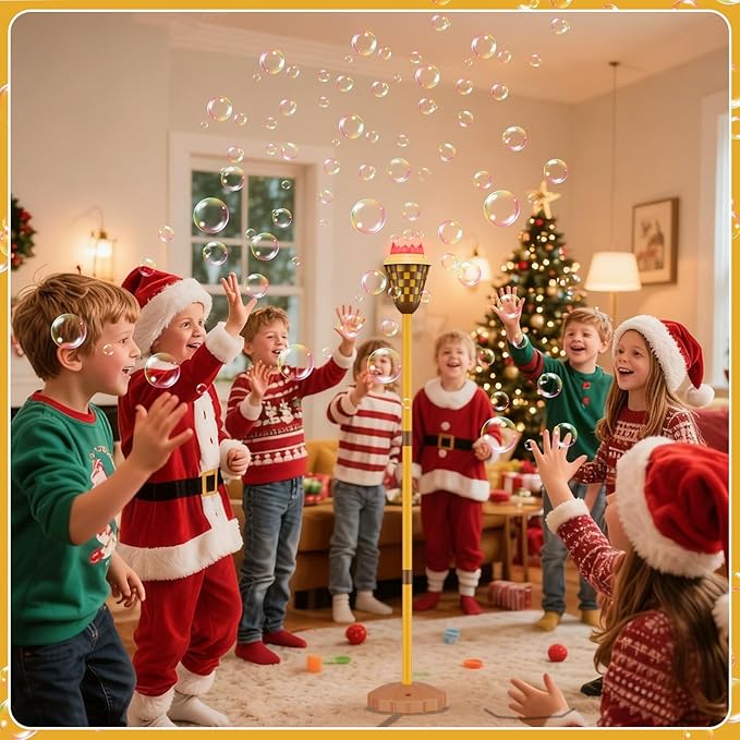 Bubble Machine for Kids, Garden Lamp Bubble Toy with Colorful Lighting and Music for Toddlers, Rechargable Bubbles Blower Maker Outdoor Toys for Halloween Birthday Christmas Party