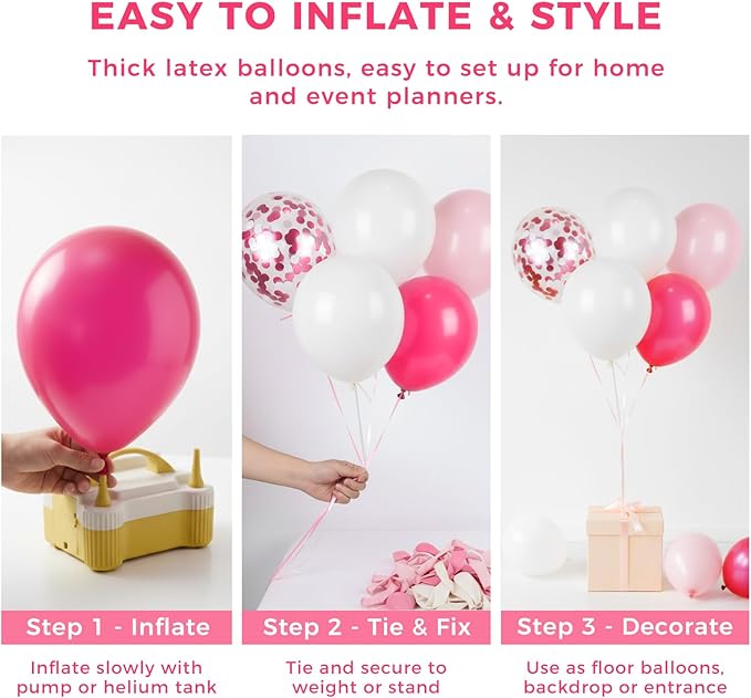 LovesTown Rose Pink Balloon Garland Kit, 150PCS Arch Kit Confetti Pink Metallic Latex Balloons for Wedding Engagement Birthday Party Decorations (Pack of 2)