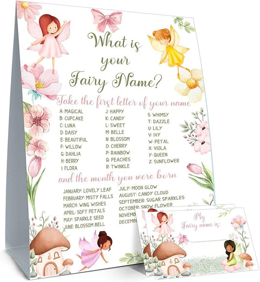 Fairy Party Decorations,Fairy First Birthday Decorations,Fairy Party Games,Birthday Games for Kids Party,Fun for Adults & Kids Game,What's Your Fairy Name Game