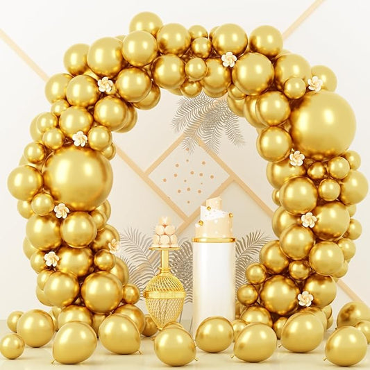 Voircoloria 90pack Metallic Gold Balloons Different Size 18/12/10/5 Inch Chrome Gold Balloon Garland Arch Kit for Wedding, New Year, Birthday, Graduation, Bridal Shower, Baby Shower Decorations