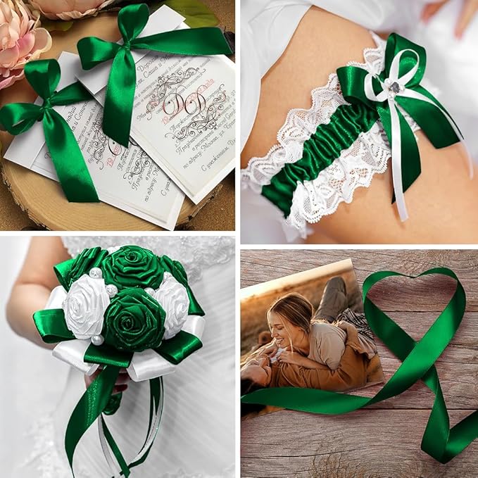 Green Ribbon for Gift Wrapping, 1 Inch 25 Yards Green Ribbon for Christmas Tree Hair Ribbon Dark Green Ribbon Vintage Green Ribbon Perfct for Green Bow Floral Arrangement Ribbon Candy Old Fashioned