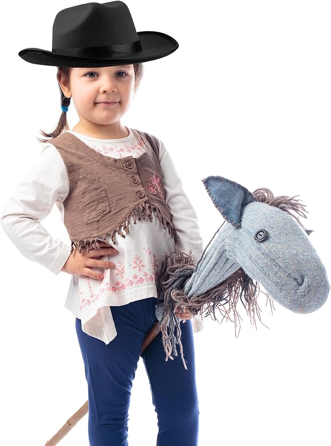 4 Pack Kids Cowboy Hat Felt Western Cowboy Hat Wide Brim Cowgirl Hat for Boys Girls Cosplay Party Costume Accessory