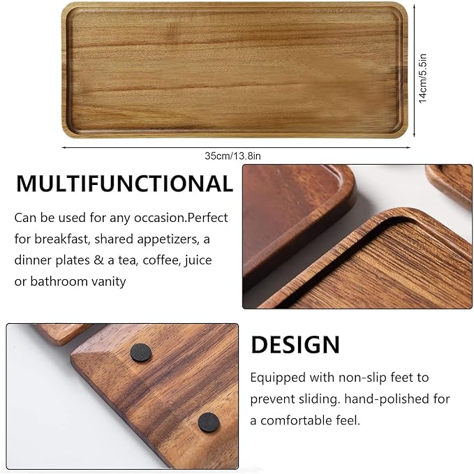 13.8 Inch Solid Wood Serving Platters and Trays of Natural Acacia Wood Log Charcuterie Boards,Cheese Board (3)