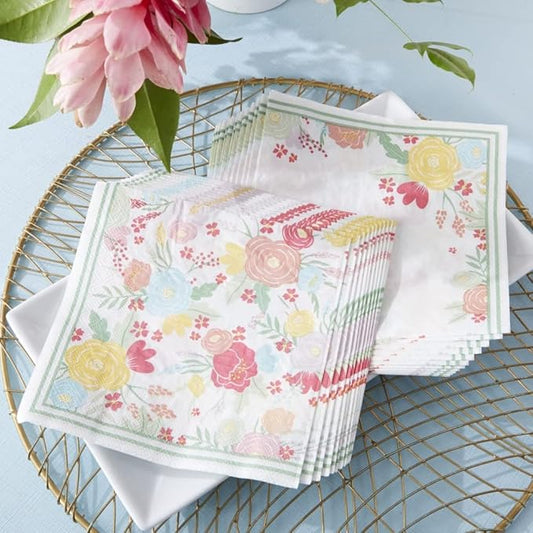 Kate Aspen 2 Ply Paper Party Napkins (Set of 30) Garden Blooms, Perfect for Weddings, Bridal Showers, Baby Showers, Birthdays