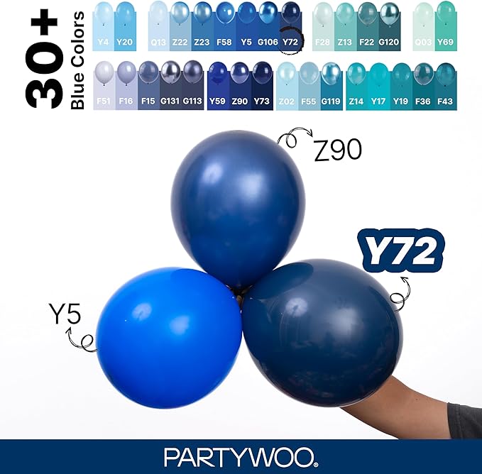 PartyWoo Navy Blue Balloons 99pcs Different Sizes of 36 18 12 10 5 Inch Dark Blue Balloon Arch Kit Garland for Graduation Wedding Sports Theme Boy Baby Shower Men Birthday Party Decorations Blue-Y72