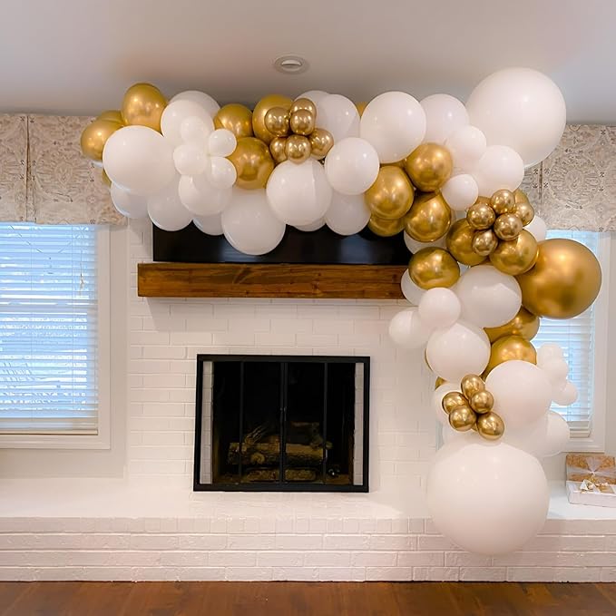 Voircoloria 90pack White Balloons Different Size 18/12/10/5 Inch Pearl White Balloon Garland Arch Kit for Wedding, Birthday, Graduation, Bridal Shower, Baby Shower, Bachelorette Decorations