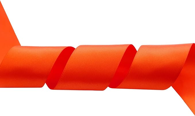 ITIsparkle 11/2" Inch Double Faced Satin Ribbon 25 Yards-Roll Set for Gift Wrapping Party Favor Hair Braids Hair Bow Baby Shower Decoration Floral Arrangement Craft Supplies, Tarrid Orange Ribbon