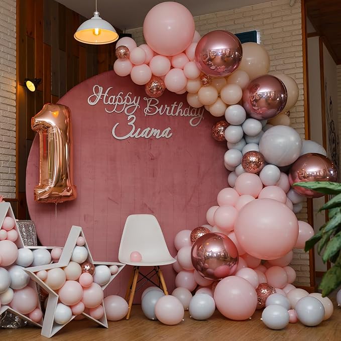 RUBFAC 129pcs Gray Balloons Different Sizes 18 12 10 5 Inches Matte Grey Latex Balloon Garland Arch Kit for Birthday Party Graduation Baby Shower Wedding Holiday Decoration