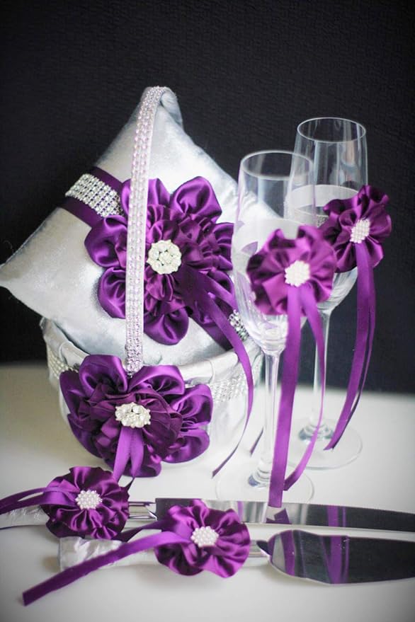 ITIsparkle 1" Inch Double Faced Satin Ribbon 50 Yards-Roll Set for Gift Wrapping Scrap Books Party Favor Hair Braids Baby Shower Decoration Floral Arrangement Craft Supplies, Purple Ribbon