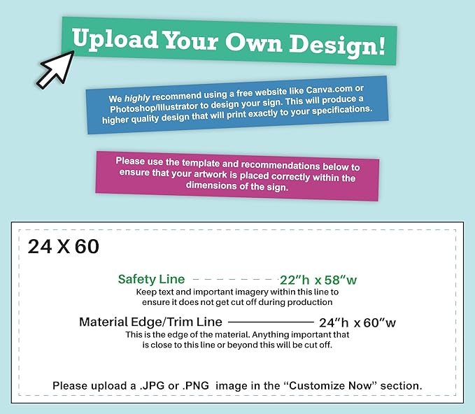 CustomForMe Personalized Vinyl Banner – Vinyl Printed Customizable Banner for Indoor and Outdoor Use (2'x5')