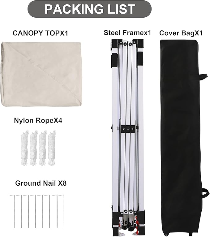 Canopy Tent 10X10 FT,Heavy Duty Sun Instant Shelter w/Adjustable Straight Leg Heights,Portable Pop Up Gazebo,Outdoor Patio Tents for Commercial,Camping,Garden,White