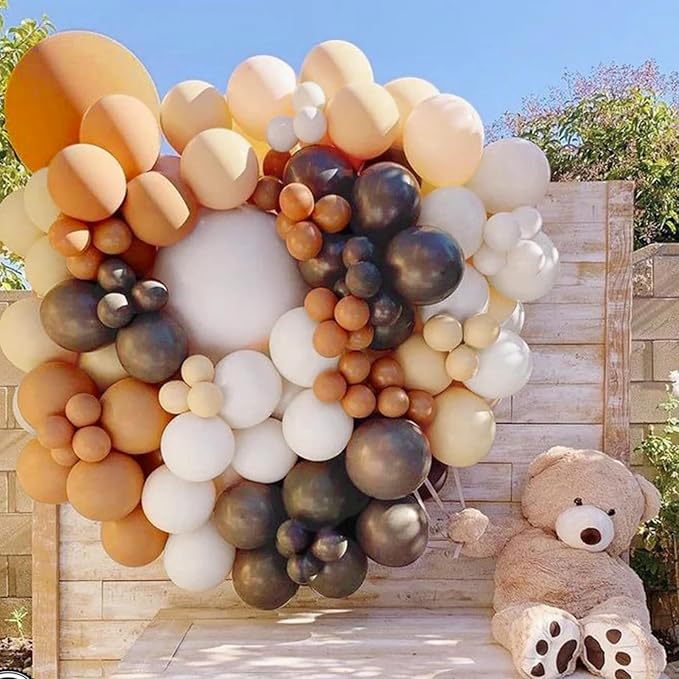 Brown Balloons, 60pcs 12In Neutral Balloon Set, Dark Brown and Sand White Balloons, Tan Cocoa Coffee Beige Nude Latex Balloon for Neutral Baby Shower Birthday Bridal Shower