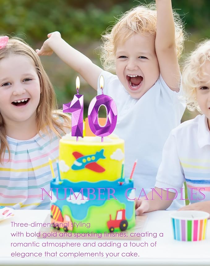Yiran Number 7 Candles,7th Birthday Candles,Purple Happy Birthday Candle for Cake,3D Design Cake Topper Decorations for Girl Women Pet Birthday Party Wedding Anniversary Celebration Supplies